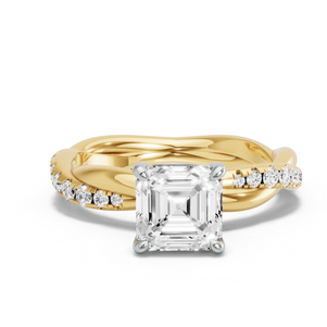 Image for Asscher Classic Basket Ring with Rope Pave band
