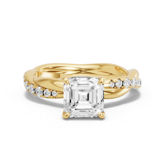 Image for Asscher Classic Basket Ring with Rope Pave band