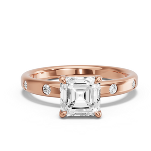 Image for Asscher Classic Basket Ring with Sleek Accent band