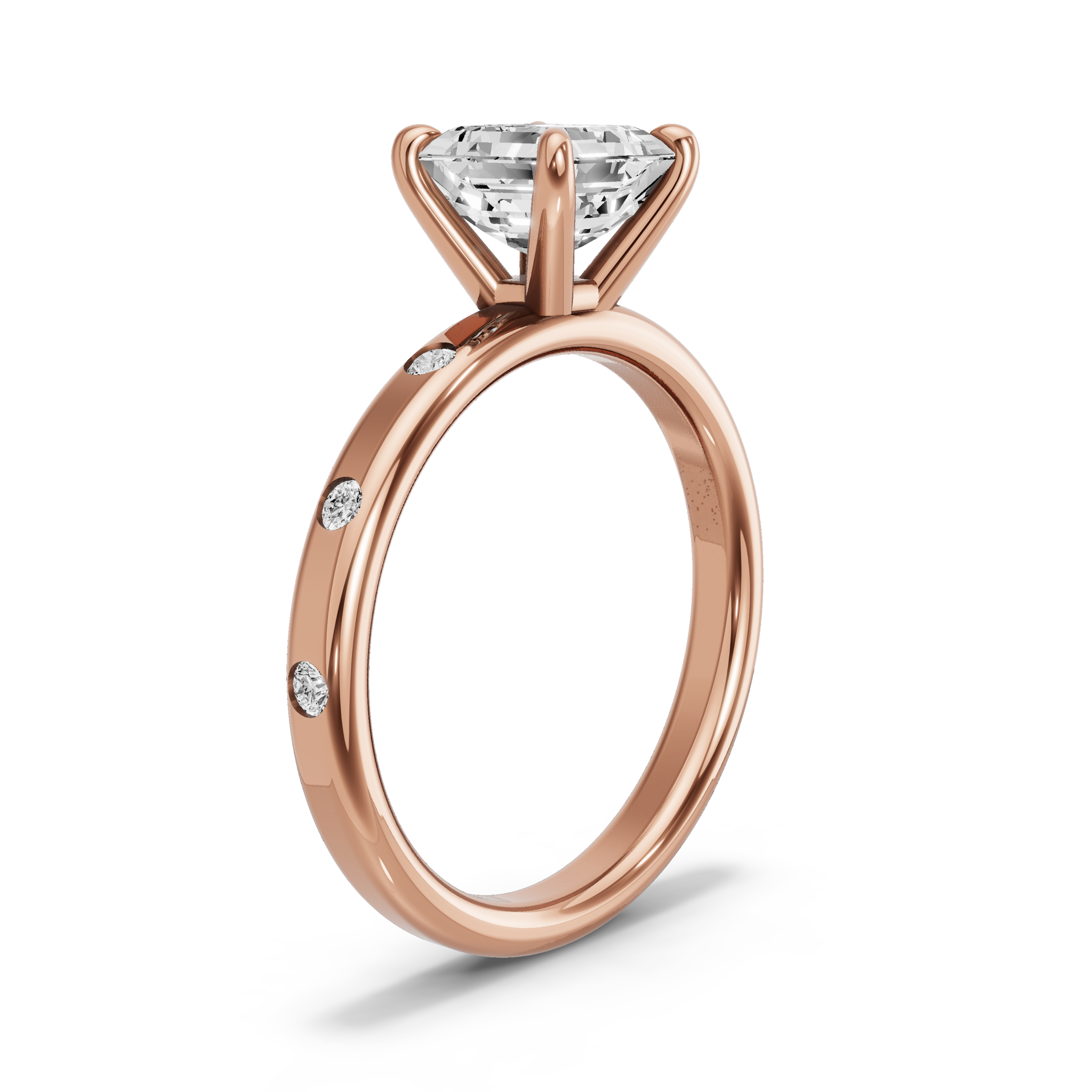 Image for Asscher Classic Basket Ring with Sleek Accent band in 14K Yellow Gold