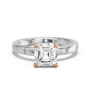Image for Asscher Classic Basket Ring with Sleek Accent band