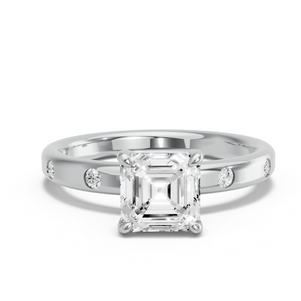 Image for Asscher Classic Basket Ring with Sleek Accent band