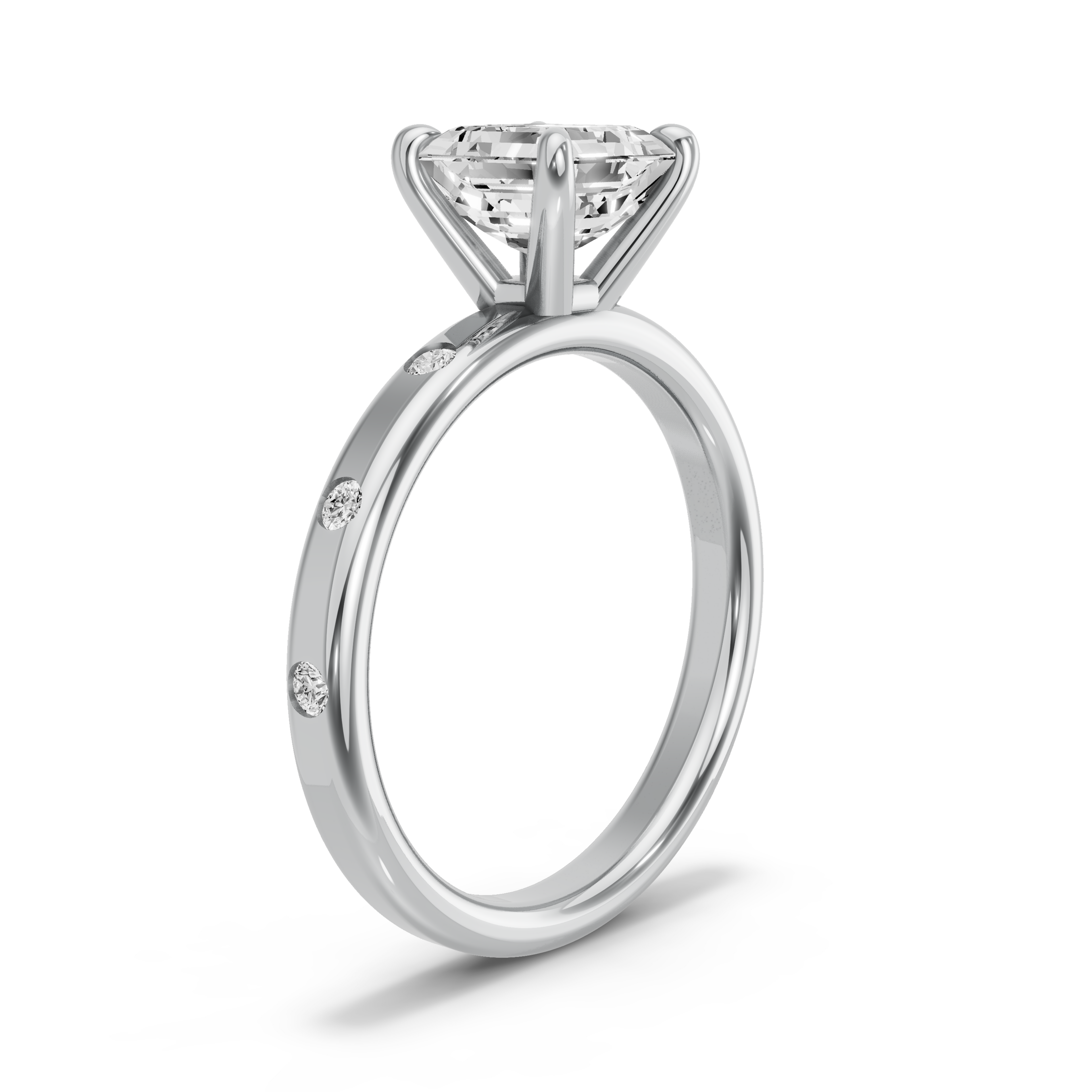 Image for Asscher Classic Basket Ring with Rope Pave band in 950 Platinum