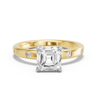 Image for Asscher Classic Basket Ring with Sleek Accent band