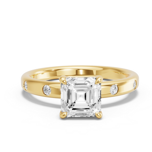 Image for Asscher Classic Basket Ring with Sleek Accent band