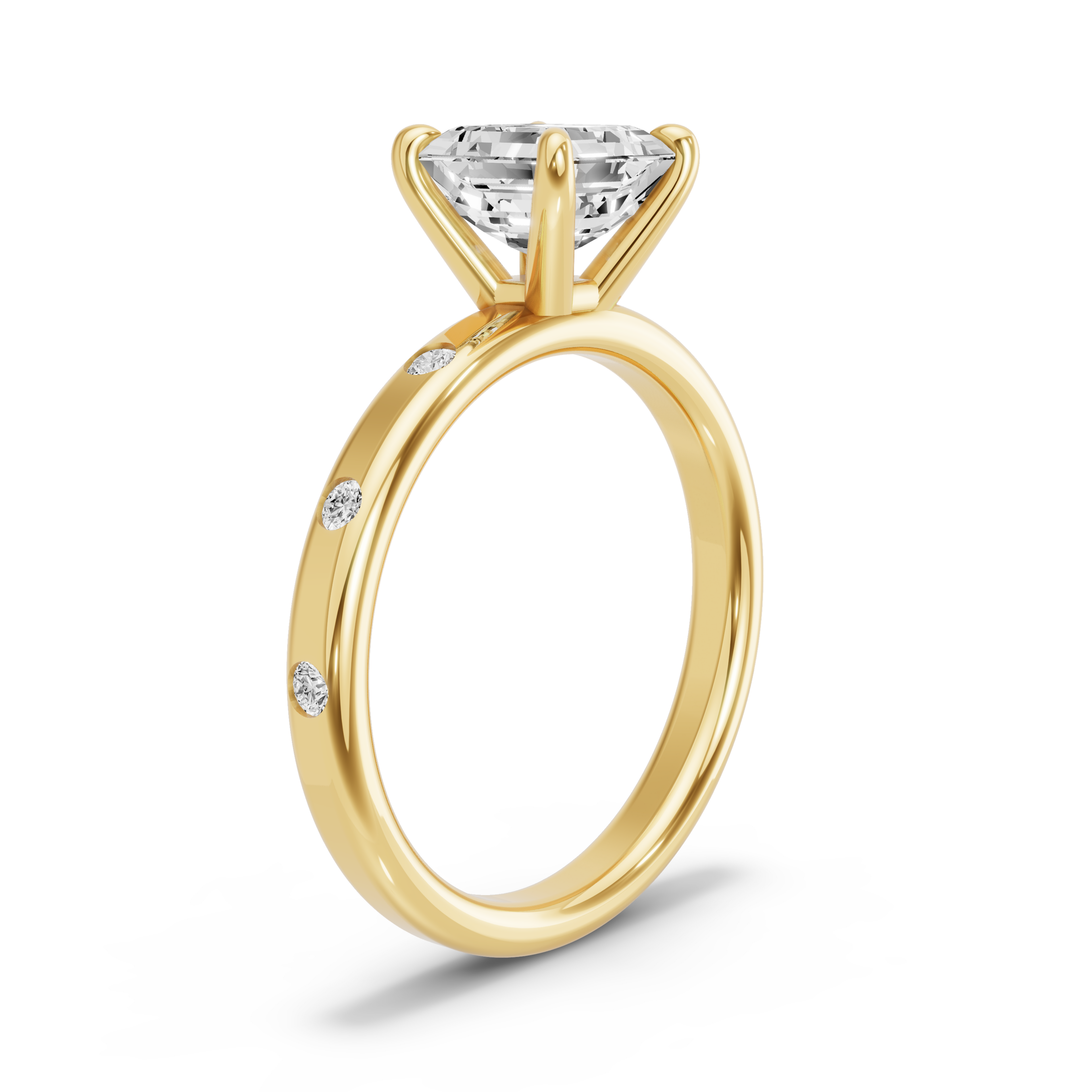 Image for Asscher Classic Basket Ring with Sleek Accent band in 10K White Gold