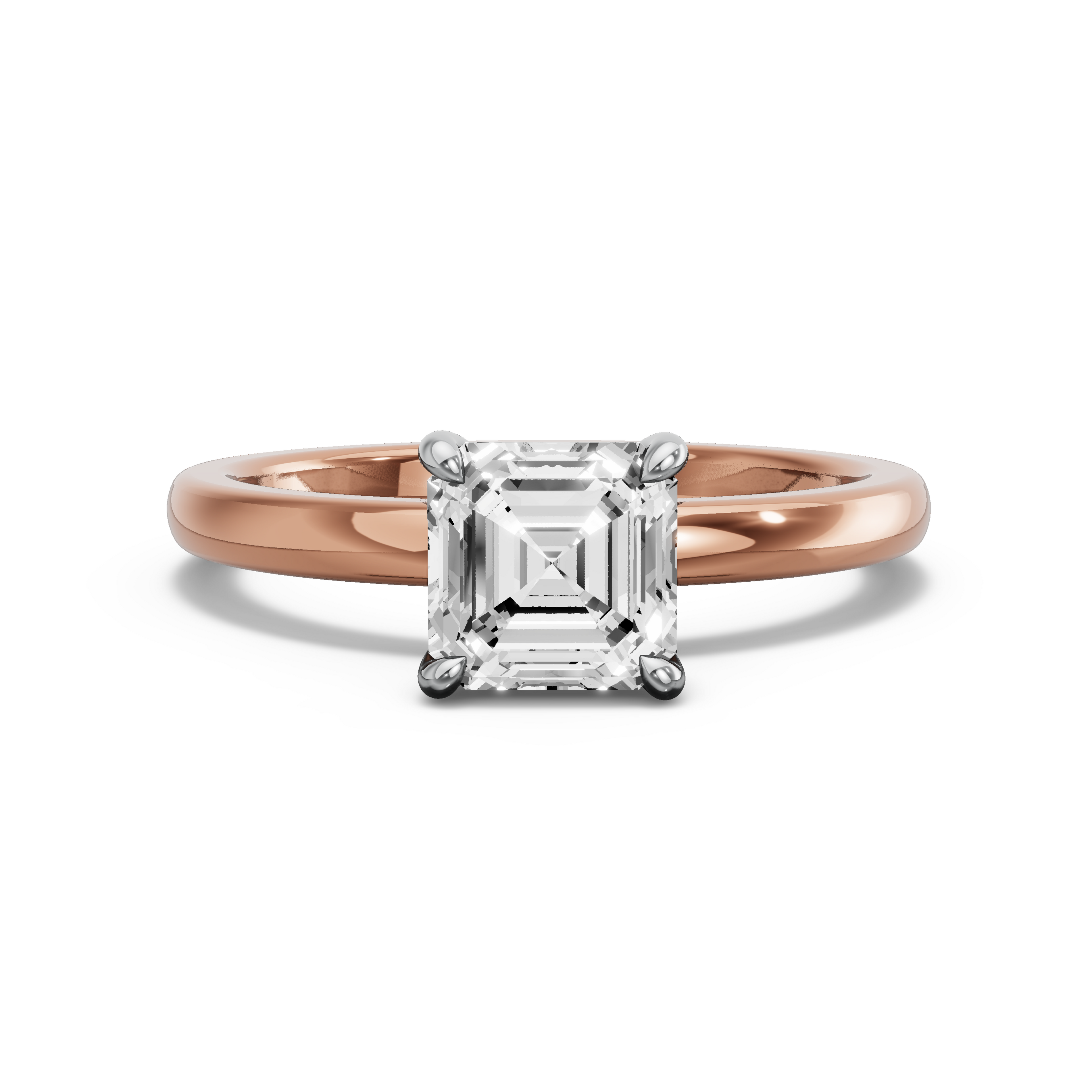 Image for Asscher Classic Basket Ring with Solitaire band in 18K Two Tone Rose Gold