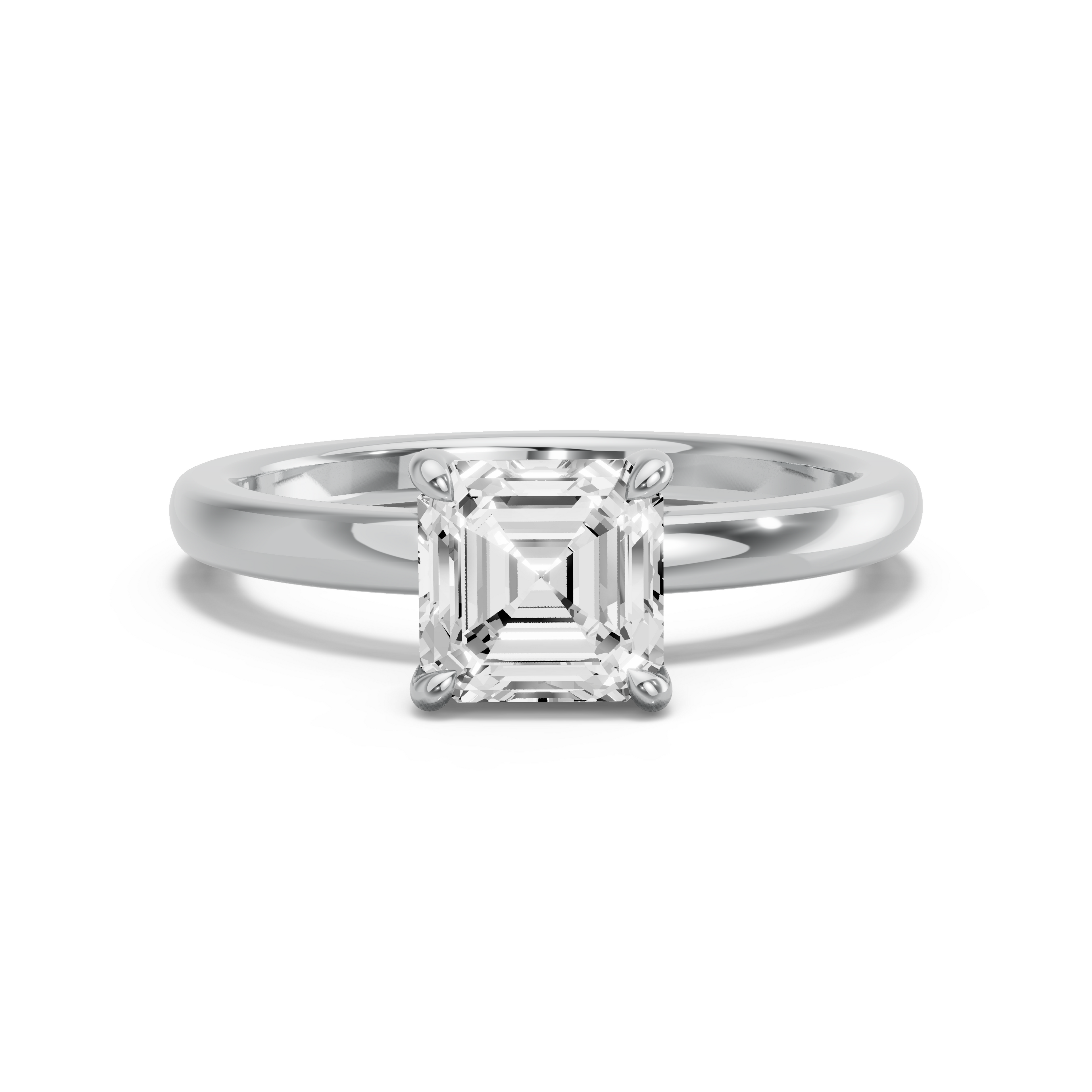 Image for Asscher Classic Basket Ring with Solitaire band in 18K Two Tone Rose Gold