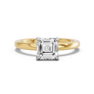 Image for Asscher Classic Basket Ring with Solitaire band in 18K Two Tone Yellow Gold