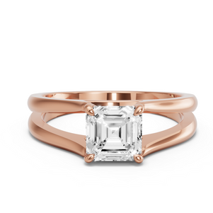 Image for Asscher Classic Basket Ring with Split Ring Solitaire band