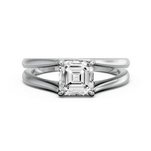 Image for Asscher Classic Basket Ring with Split Ring Solitaire band in 950 Platinum