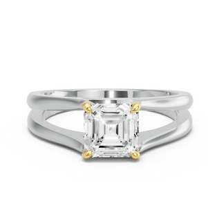 Image for Asscher Classic Basket Ring with Split Ring Solitaire band