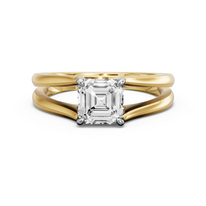 Image for Asscher Classic Basket Ring with Split Ring Solitaire band