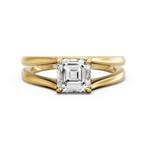 Image for Asscher Classic Basket Ring with Split Ring Solitaire band in 18K Yellow Gold