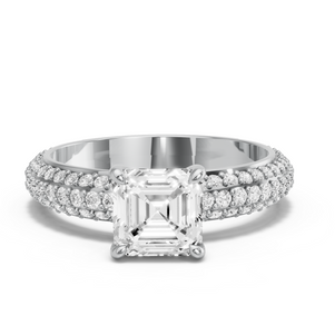 Image for Asscher Classic Basket Ring with Triple Row Pave band