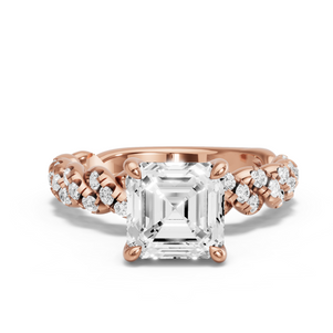 Image for Asscher Classic Basket Ring with Twist Pave band