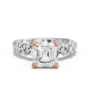 Image for Asscher Classic Basket Ring with Twist Pave band