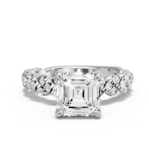 Image for Asscher Classic Basket Ring with Twist Pave band