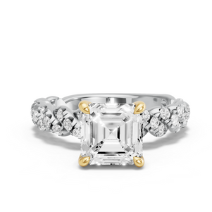 Image for Asscher Classic Basket Ring with Twist Pave band
