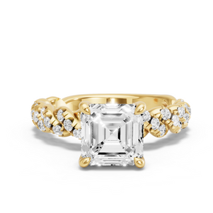 Image for Asscher Classic Basket Ring with Twist Pave band