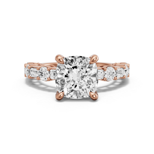 Image for Cushion Classic Basket Ring with Alternating Baguette band