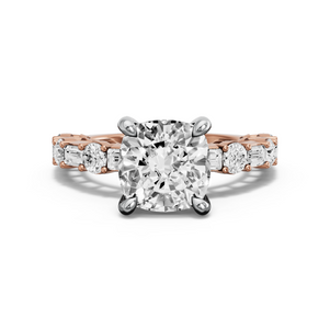 Image for Cushion Classic Basket Ring with Alternating Baguette band