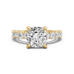 Image for Cushion Classic Basket Ring with Alternating Baguette band