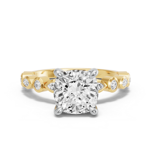 Image for Cushion Classic Basket Ring with Alternating Marquise band