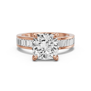 Image for Cushion Classic Basket Ring with Baguette Channel band