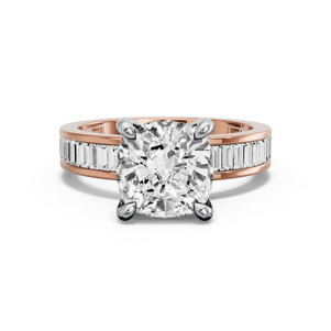 Image for Cushion Classic Basket Ring with Baguette Channel band