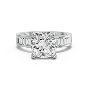Image for Cushion Classic Basket Ring with Baguette Channel band