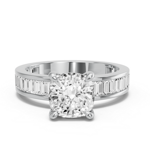 Image for Cushion Classic Basket Ring with Baguette Channel band