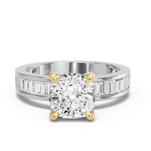 Image for Cushion Classic Basket Ring with Baguette Channel band