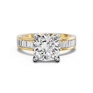 Image for Cushion Classic Basket Ring with Baguette Channel band