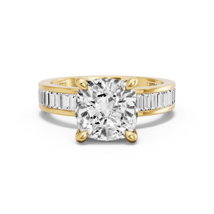 Image for Cushion Classic Basket Ring with Baguette Channel band