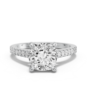 Image for Cushion Classic Basket Ring with Cathedral Pave band