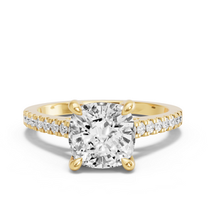 Image for Cushion Classic Basket Ring with Cathedral Pave band