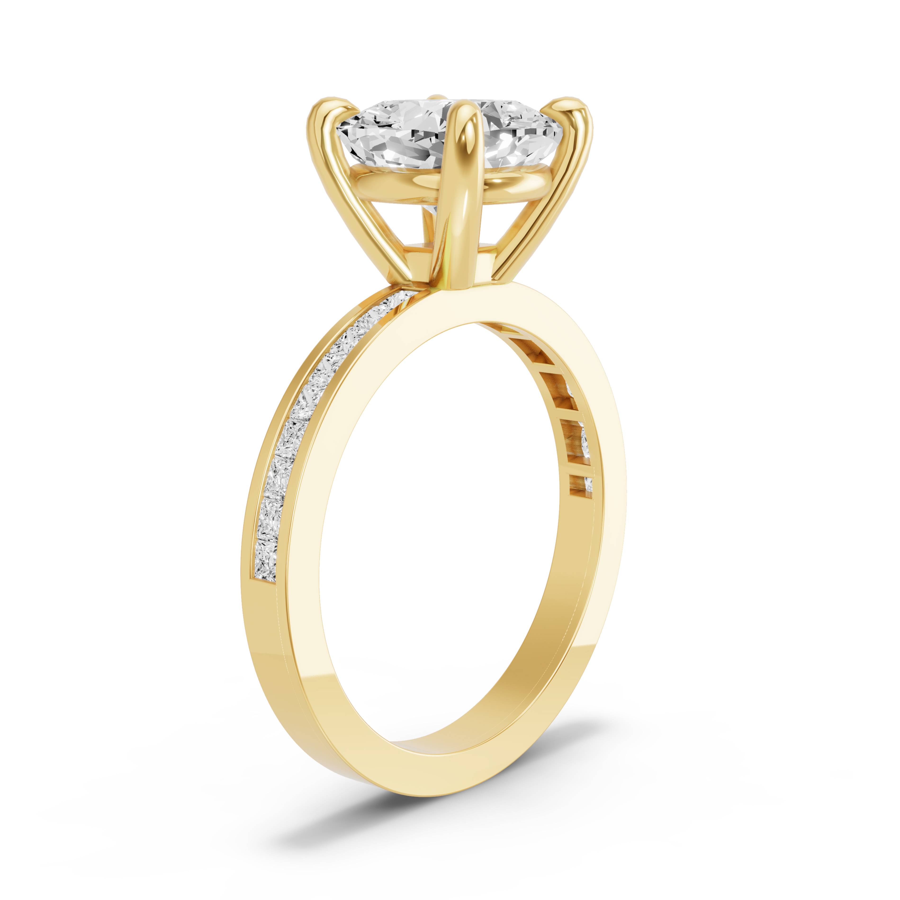 Image for Cushion Classic Basket Ring with Channel band in 10K Yellow Gold