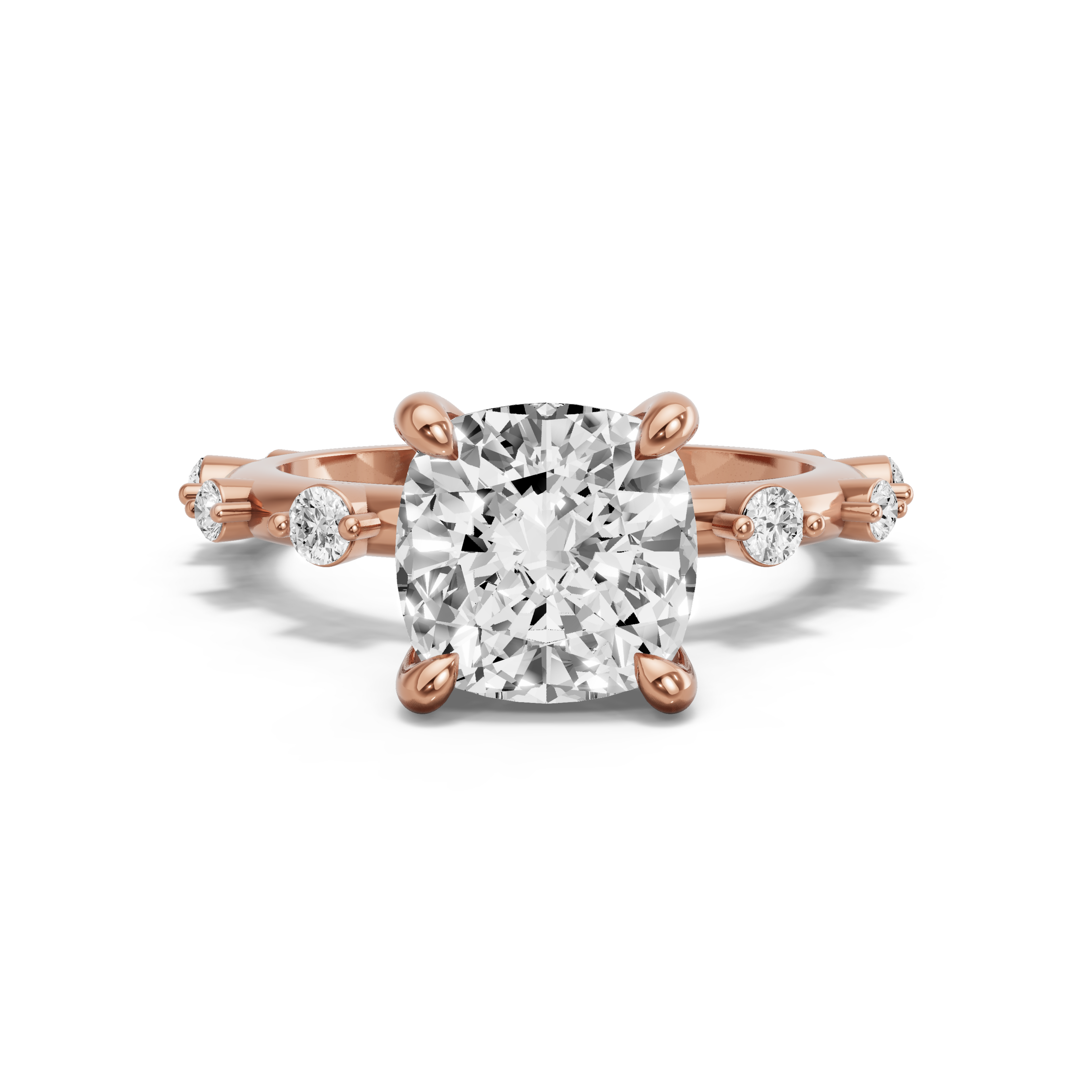 Image for Cushion Classic Basket Ring with Floating Station band in 18K Rose Gold