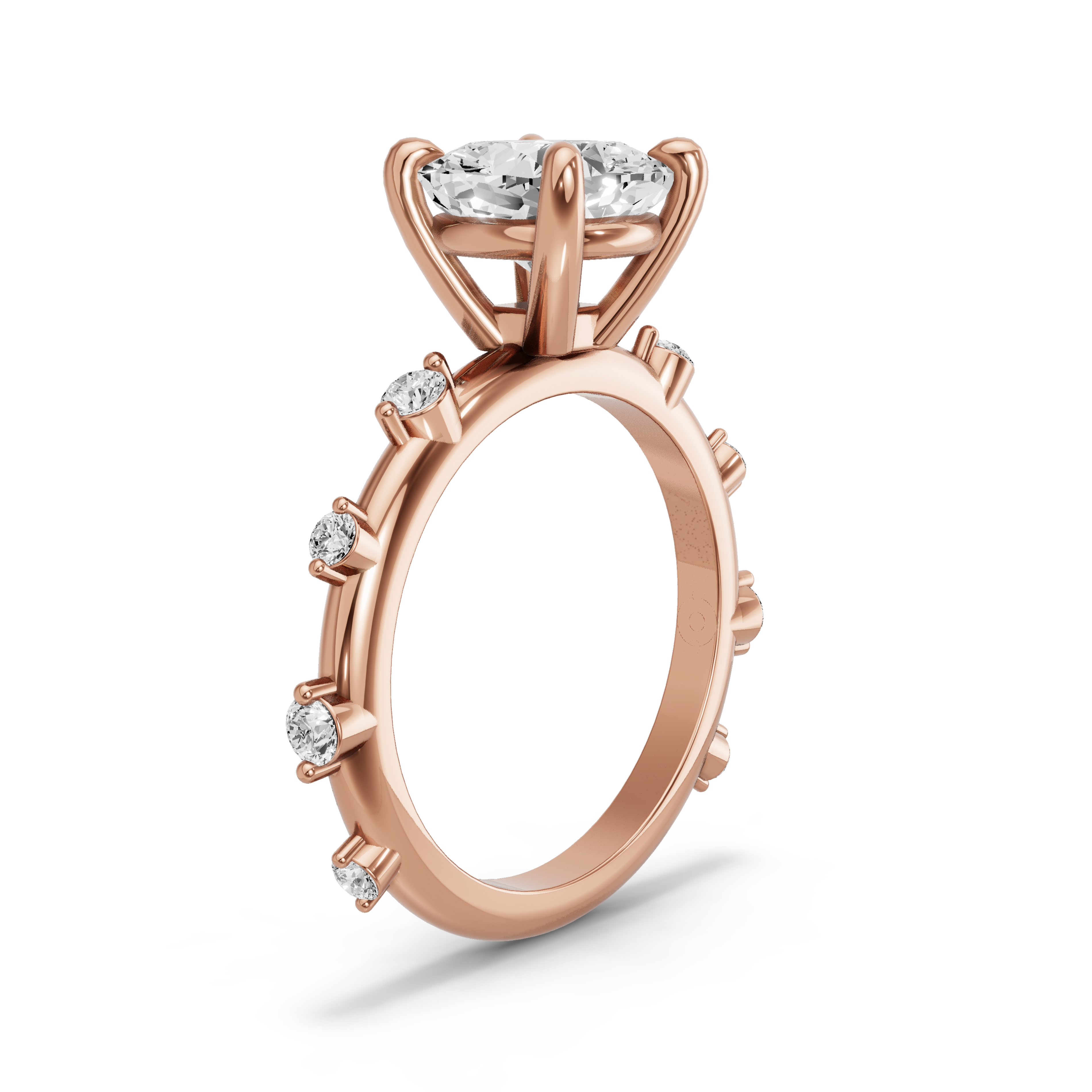 Image for Cushion Classic Basket Ring with Floating Station band in 18K Rose Gold