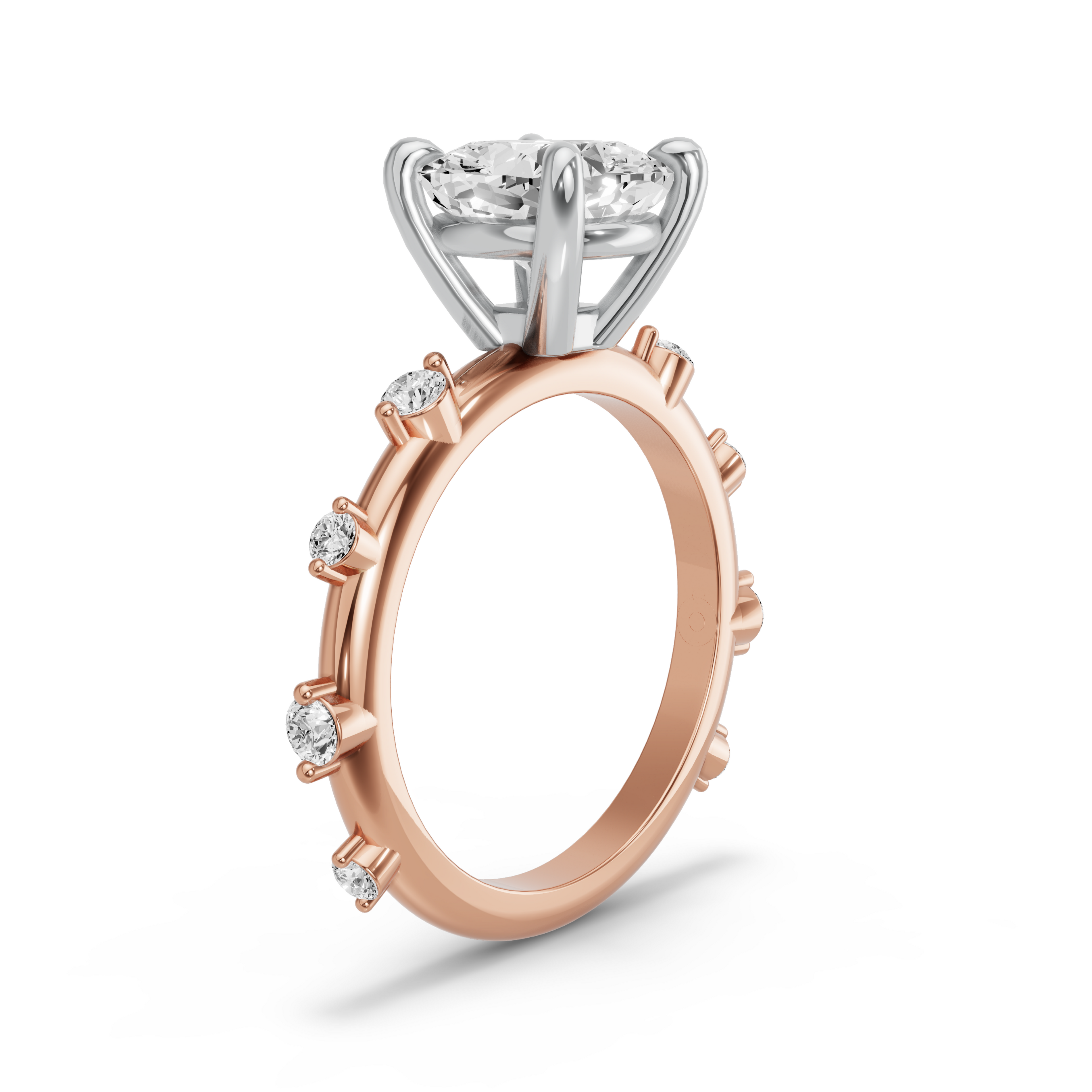 Image for Cushion Classic Basket Ring with Floating Station band in 10K Two Tone Rose Gold
