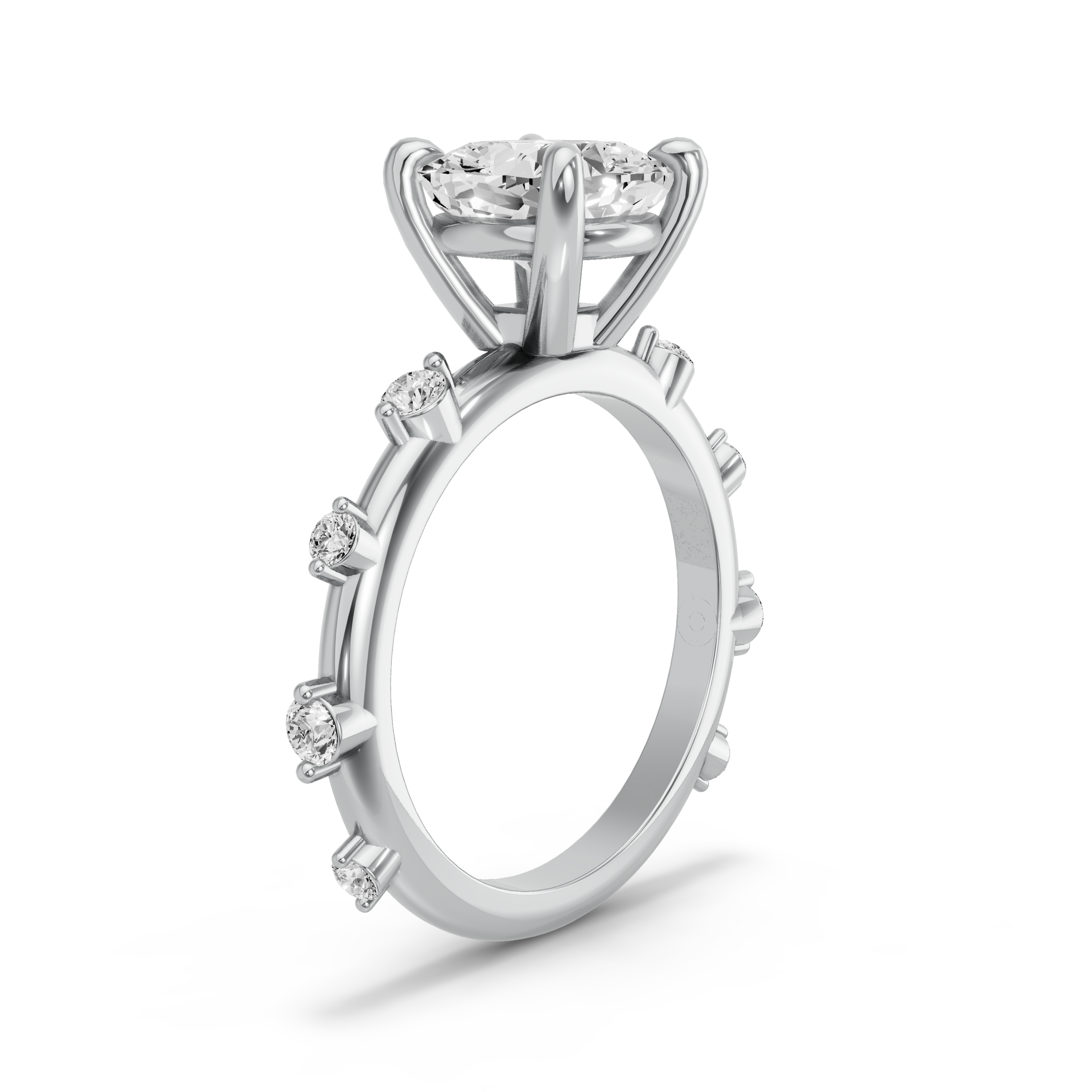 Image for Cushion Classic Basket Ring with Floating Station band in 10K White Gold