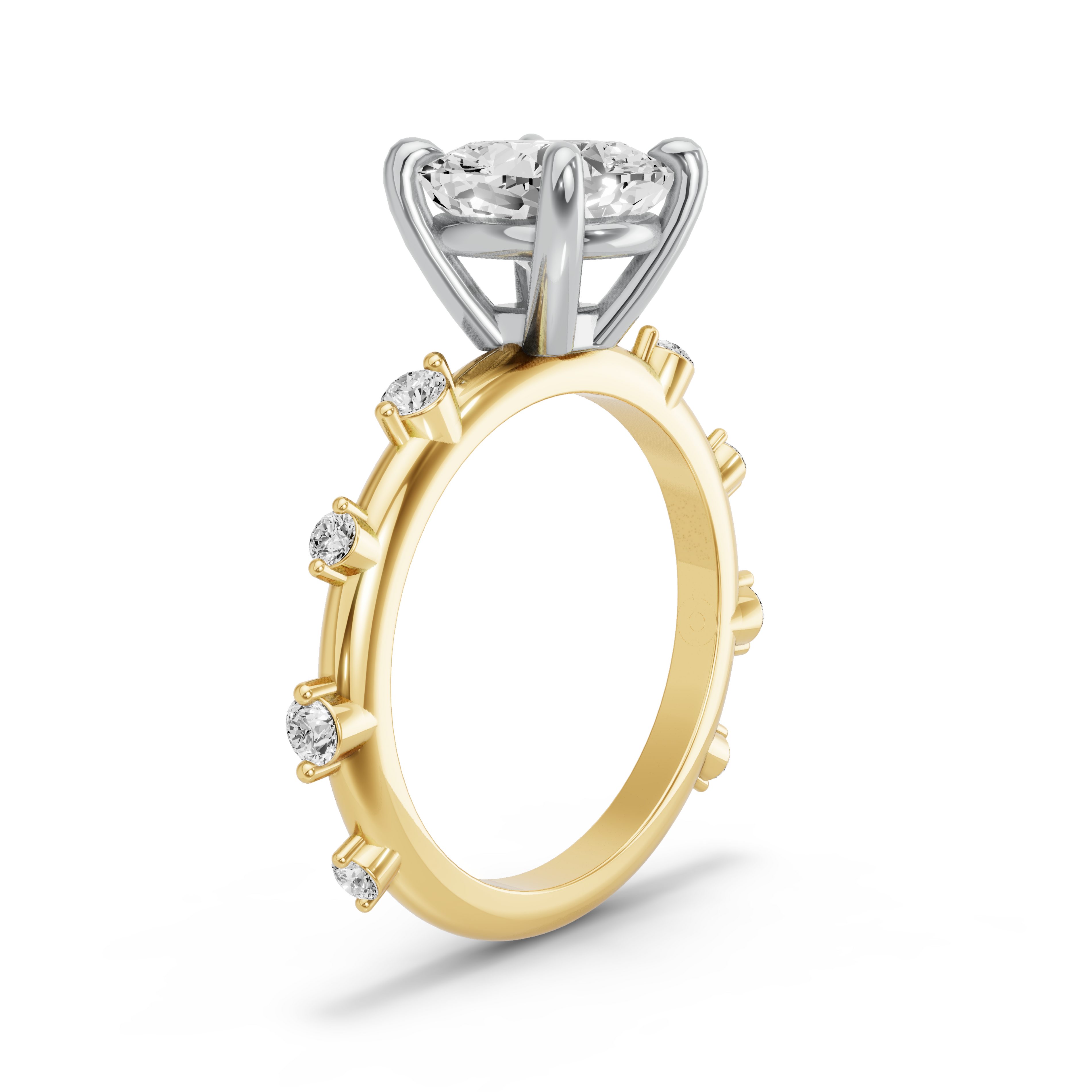 Image for Cushion Classic Basket Ring with Floating Station band in 10K Two Tone Yellow Gold