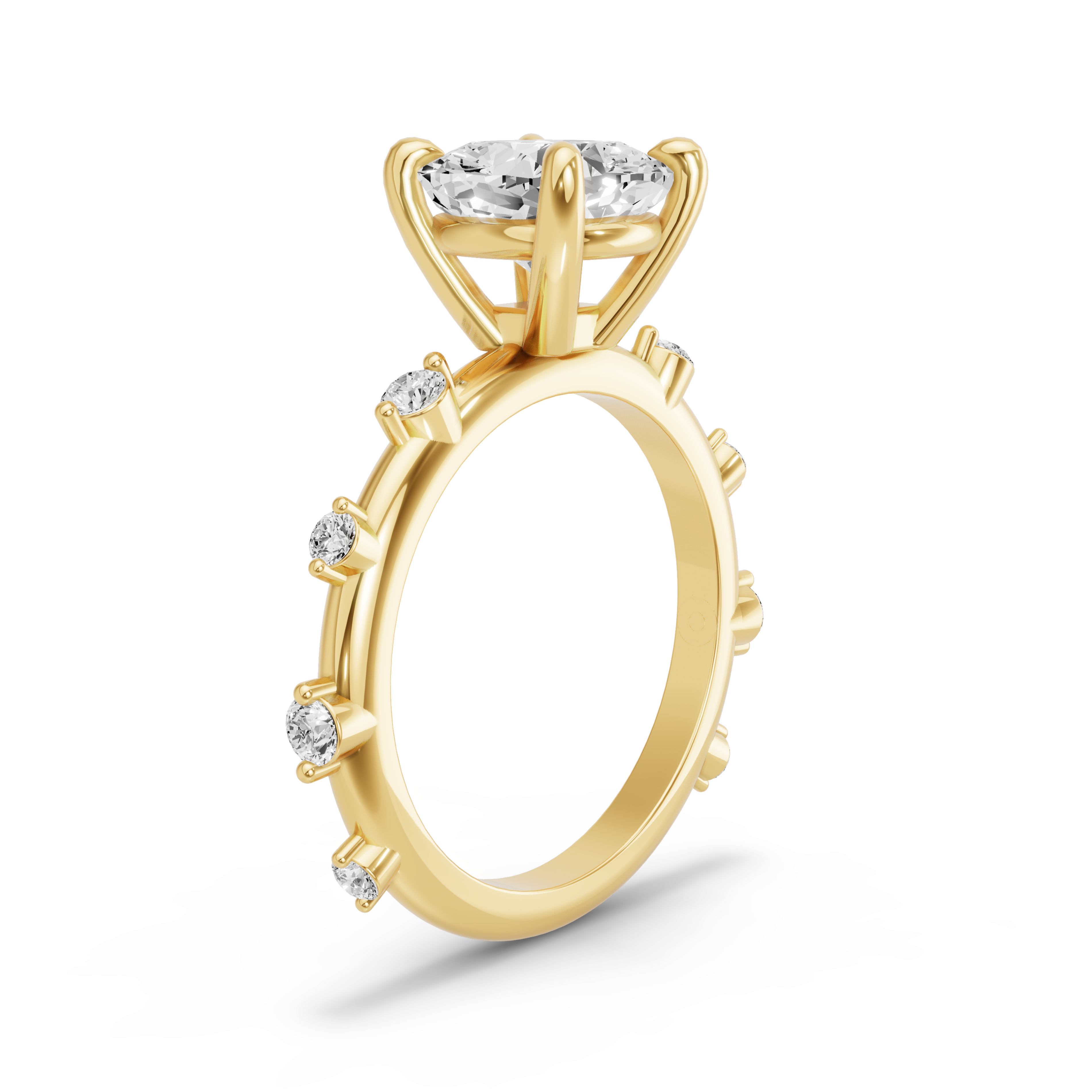 Image for Cushion Classic Basket Ring with Floating Station band in 14K Yellow Gold
