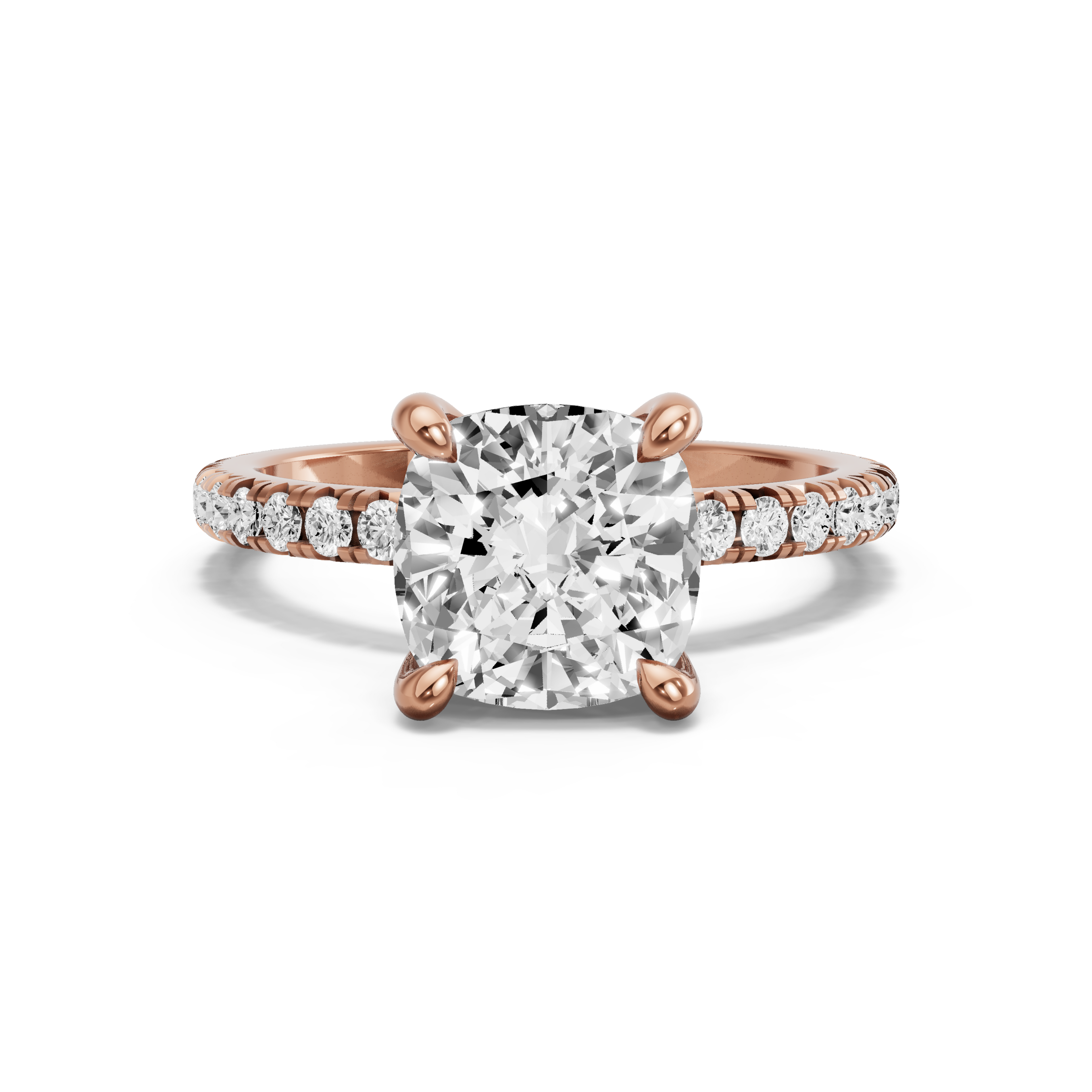 Image for Cushion Classic Basket Ring with French Pave band in 10K Rose Gold