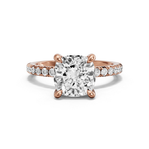 Image for Cushion Classic Basket Ring with French Pave band