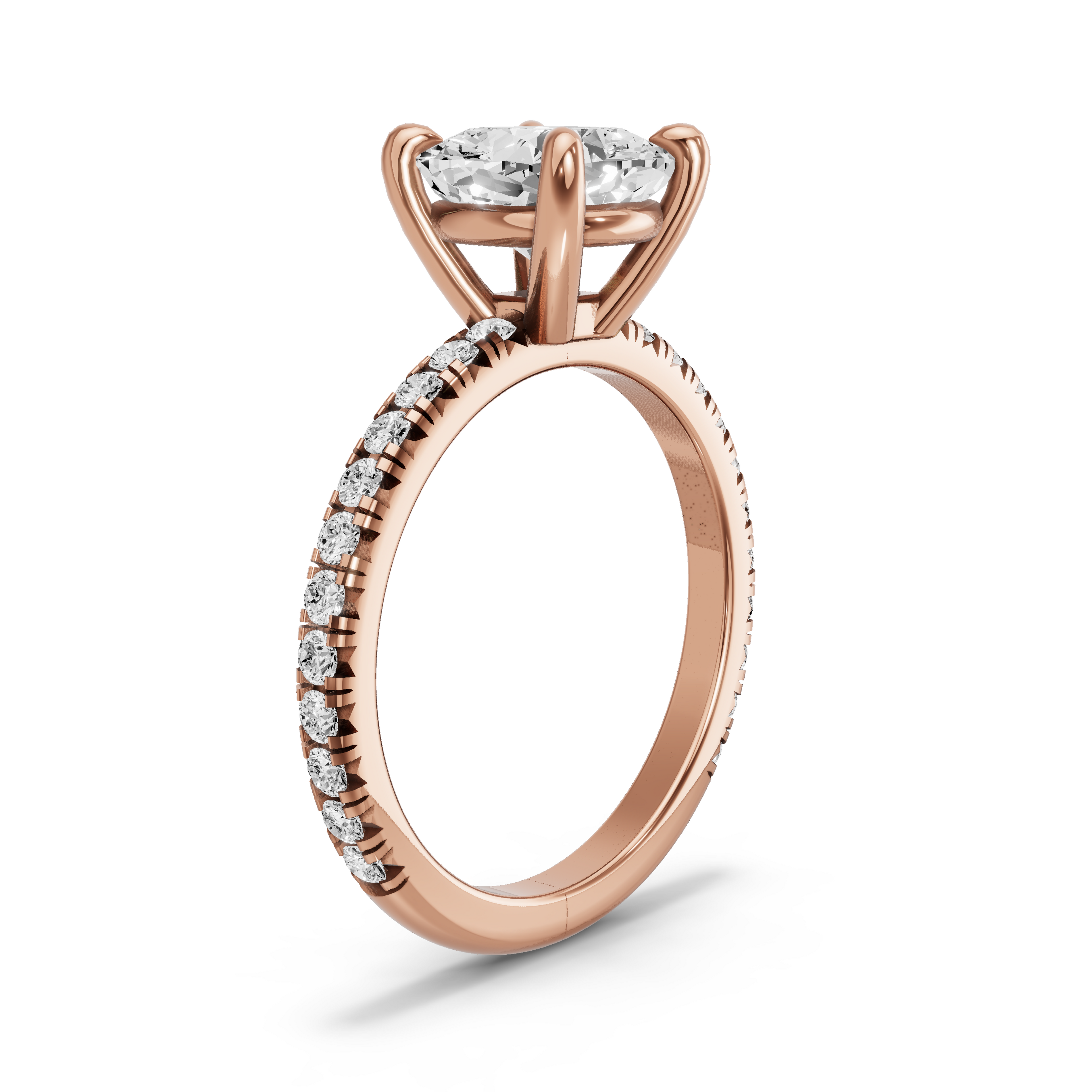 Image for Cushion Classic Basket Ring with French Pave band in 18K Rose Gold