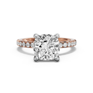 Image for Cushion Classic Basket Ring with French Pave band