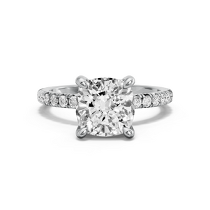Image for Cushion Classic Basket Ring with French Pave band