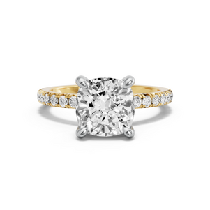 Image for Cushion Classic Basket Ring with French Pave band